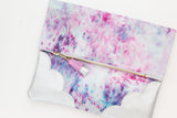 Watercolor Unique Leather Accents Clutch