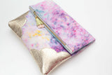 Dyed Watercolor Unique Leather Accents Clutch