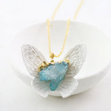 Adore Gemstone Collection - Aqua Aura Quartz Raw Slab Necklace - Soul Made Boutique