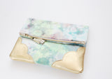 Dyed Watercolor Unique Leather Accents Clutch