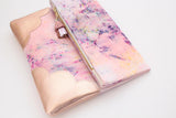 Dyed Watercolor Unique Leather Accents Clutch