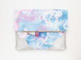Dyed Watercolor Unique Leather Accents Clutch