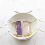 Adore Gemstone Collection - Amethyst Horizontal Bar Necklace - Soul Made Boutique