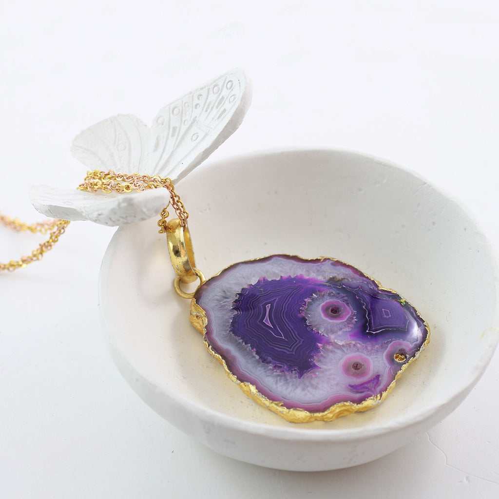 Adore Gemstone Collection - Agate Slice Necklace - Soul Made Boutique