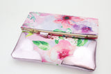 Floral Watercolor Unique Leather Accents Clutch
