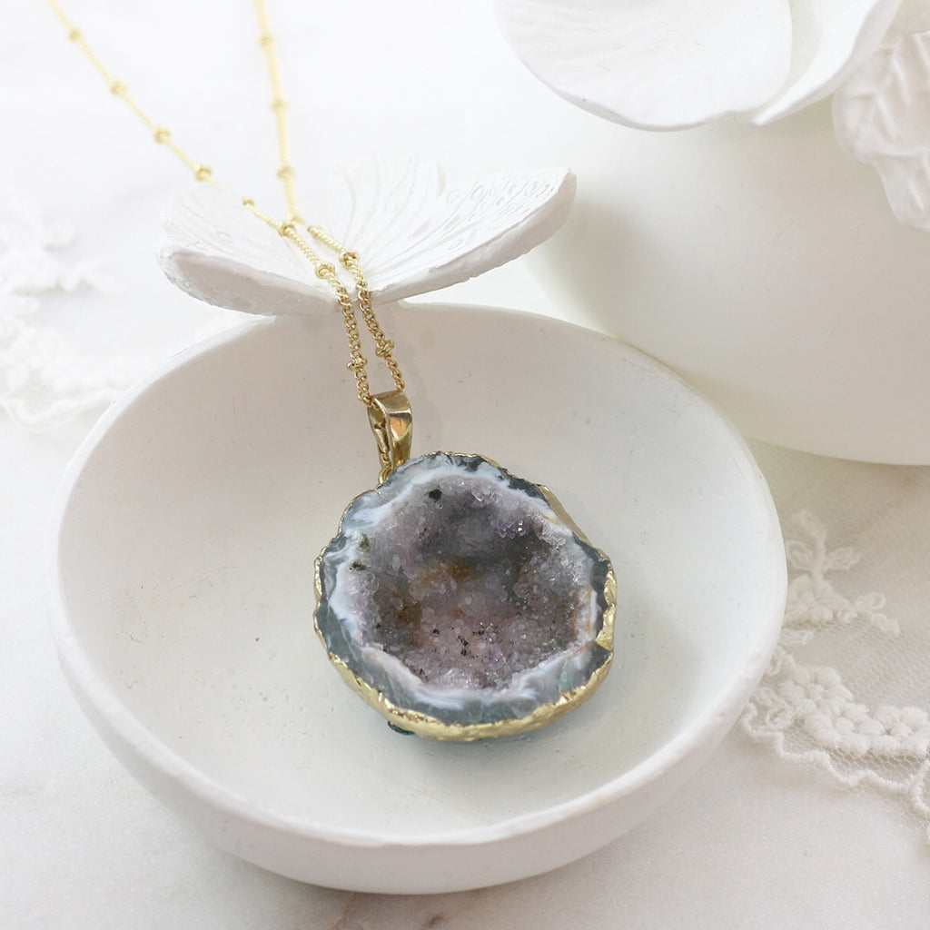 Adore Gemstone Collection - Agate Slice Necklace - Soul Made Boutique