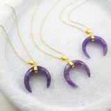 Adore Gemstone Collection - Amethyst Horn Necklace - Soul Made Boutique
