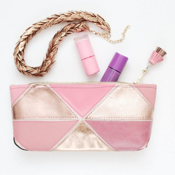 Geometric Prism Unique Leather Accents Pouch - Soul Made Boutique