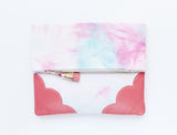 Dyed Watercolor Unique Leather Accents Clutch