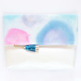 Dyed Watercolor Unique Leather Accents Clutch