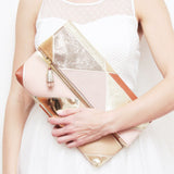 Geometric Prism Unique Leather Accents Clutch
