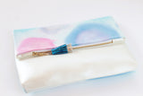 Dyed Watercolor Unique Leather Accents Clutch