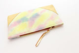 Watercolor Unique Leather Accents Clutch Pouch