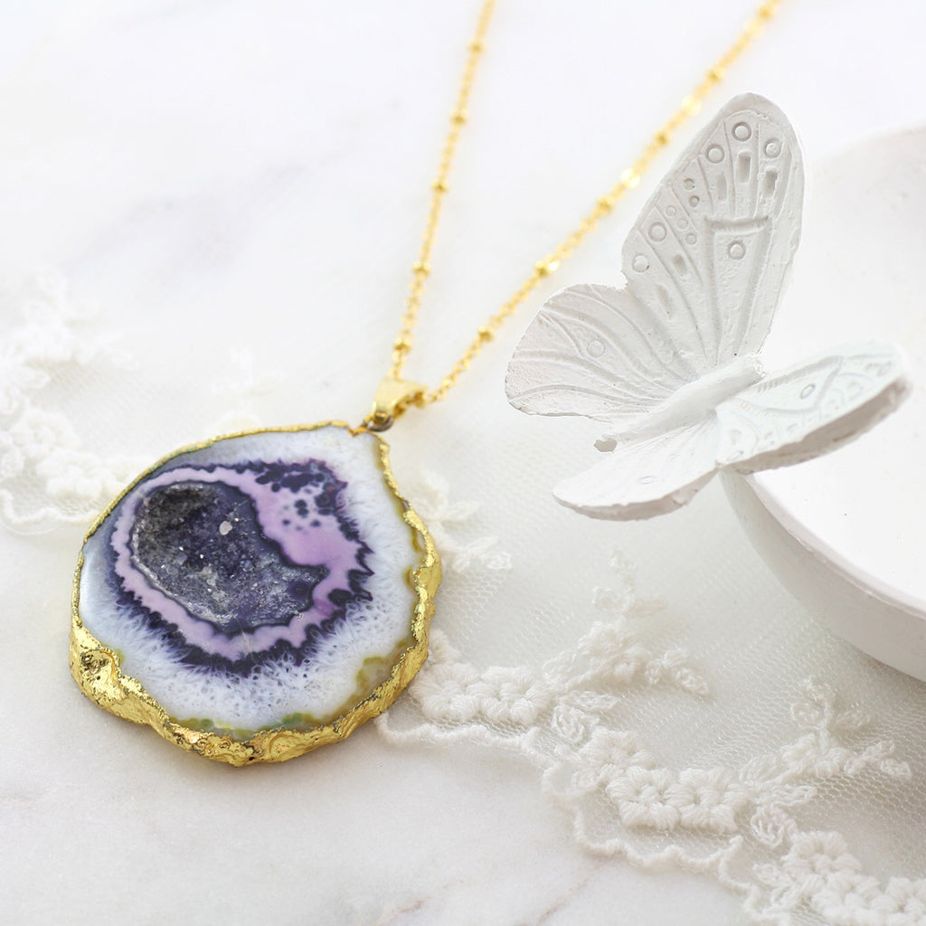 Adore Gemstone Collection - Agate Slice Necklace - Soul Made Boutique