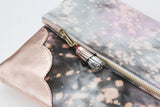 Dyed Watercolor Unique Leather Accents Clutch