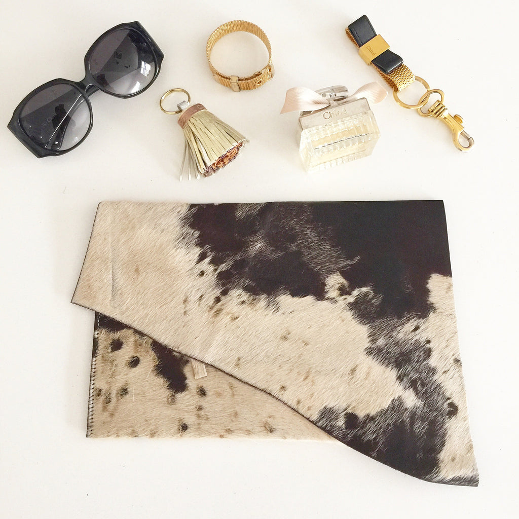 Statement Leather Hide Clutch
