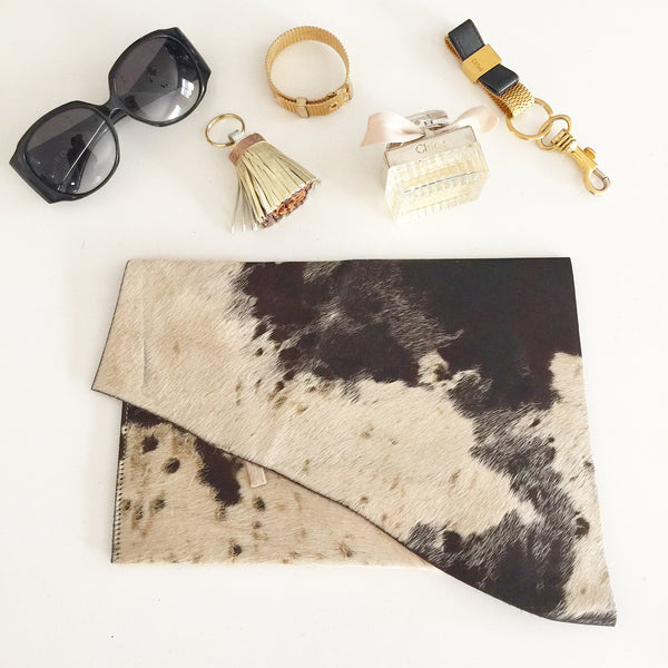 Statement Leather Hide Clutch