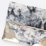 Dyed Watercolor Unique Leather Accents Clutch
