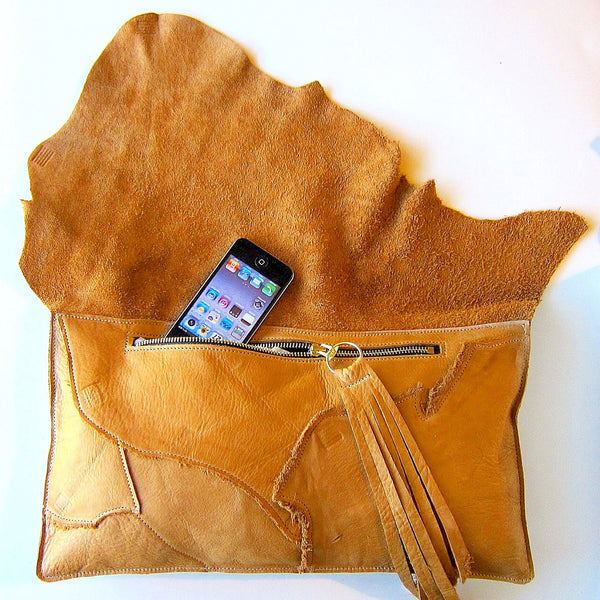Statement Leather Hide Clutch
