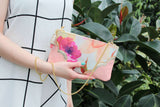 Floral Watercolor Leather Accents Sling Bag