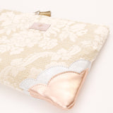 Floral Lace Unique Leather Accents Clutch - Soul Made Boutique