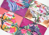 Floral Watercolor Unique Leather Accents Clutch
