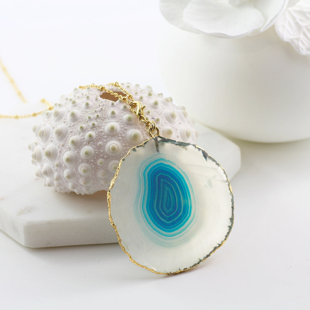 Adore Gemstone Collection - Agate Slice Necklace - Soul Made Boutique