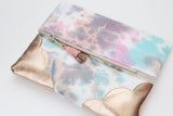 Dyed Watercolor Unique Leather Accents Clutch