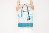 Watercolor Hand Dyed Leather Accents Bag