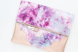 Watercolor Unique Leather Accents Clutch