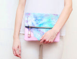Dyed Watercolor Unique Leather Accents Clutch