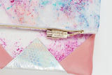 Dyed Watercolor Unique Leather Accents Clutch