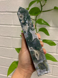 Nature Treasure - Huge Blue Moss Agate Tower (Diana and Yvonne)