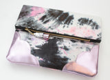 Dyed Watercolor Unique Leather Accents Clutch