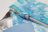 Dyed Watercolor Unique Leather Accents Clutch