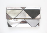 Geometric Prism Unique Leather Accents Clutch