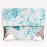 Dyed Watercolor Unique Leather Accents Clutch