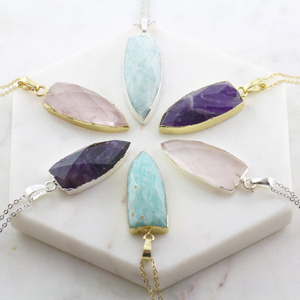Adore Gemstone Collection - Amazonite Flat Pointed Necklace - Soul Made Boutique