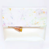 Dyed Watercolor Unique Leather Accents Clutch