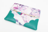 Dyed Watercolor Unique Leather Accents Clutch