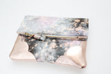 Dyed Watercolor Unique Leather Accents Clutch