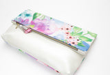 Floral Watercolor Unique Leather Accents Clutch - Soul Made Boutique