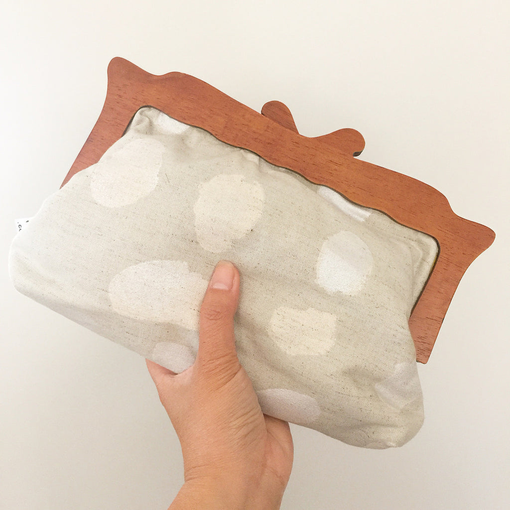 Wooden Handle Abstract Polka Dots Clutch