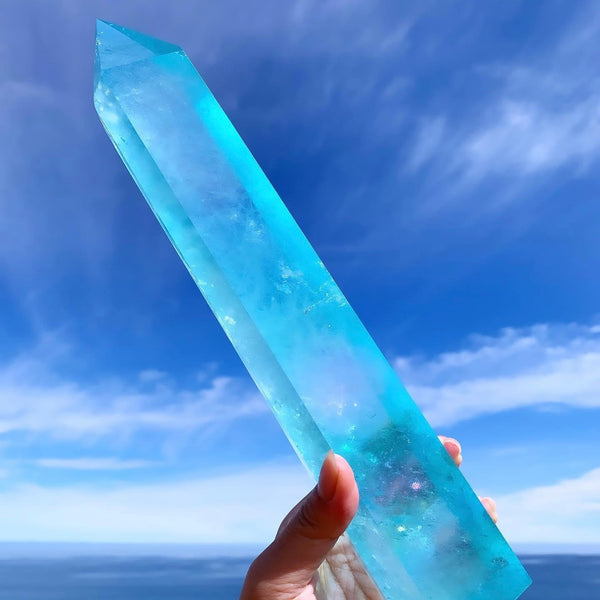 Crystal Towers - A Aqua Aura Quartz Huge Tower