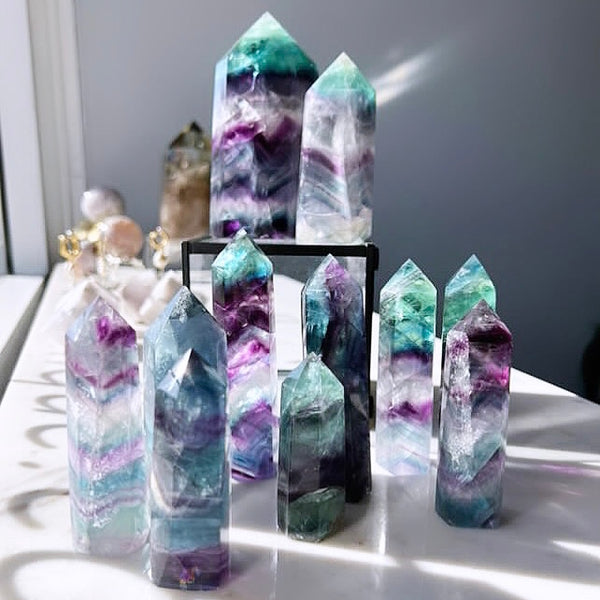 Crystal Towers - A Rainbow Fluorite Tower