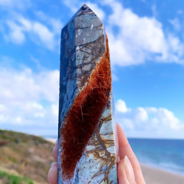 Crystal Towers - A Golden Rutilated Agate Tower