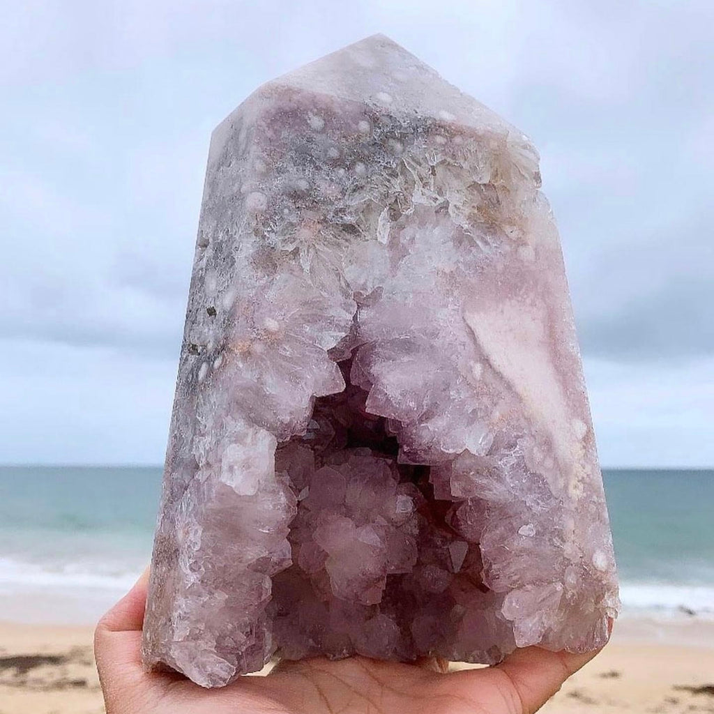 Crystal Towers - A Pink Amethyst Cherry Blossom Agate Tower