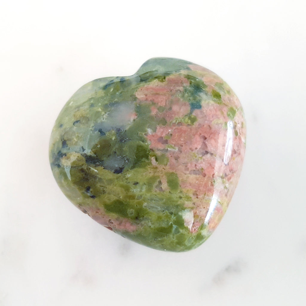 Gemstone Carvings - Heart Medium Unakite