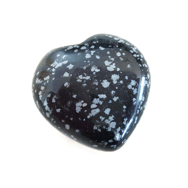 Gemstone Carvings - Heart Medium Snowflake Obsidian