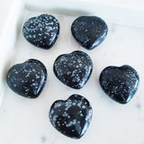 Gemstone Carvings - Heart Medium Snowflake Obsidian